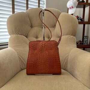 Auth RIVER Brand Genuine Caiman Crocodile Messenger Shoulder Bag GORGEOUS!